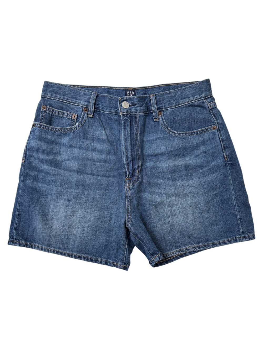 {GAP} 5" Relaxed Short Lightweight Blue High Rise Midi Denim Jean Shorts WS41